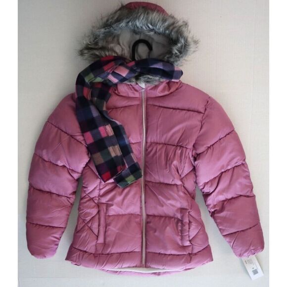 S Rothschild & Co Girl's Sz XL (16) Rose Purple Quilted Puffer Coat w/Scarf - Picture 10 of 11